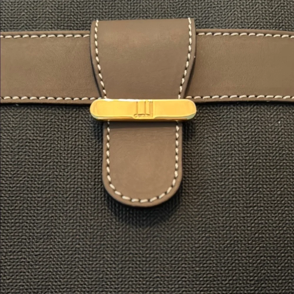Vintage Dunhill Brown Herringbone Pouch Bag with Sleek Design